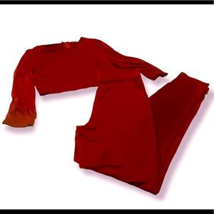 Red Crop top Coord set